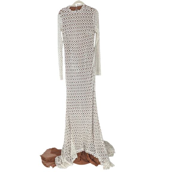 Daughters of Simone Hollis Lace Wedding Gown XL Open Back Boho Bridal - Picture 2 of 7